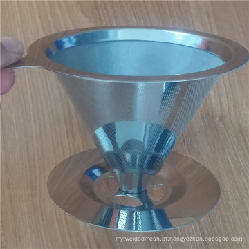 Preço de fábrica de aço inoxidável lavável despeje sobre café gotejador cone forma filtro de café coador